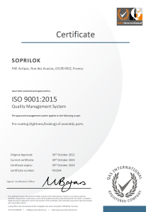 Certificat ISO En